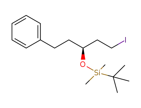 Molecular Structure of 876953-73-0 (Silane,
(1,1-dimethylethyl)[(S)-1-(2-iodoethyl)-3-phenylpropoxy]dimethyl-)