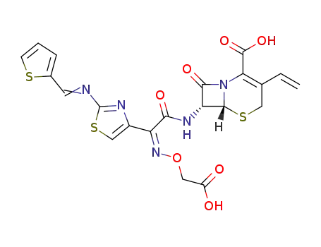 8-(2-carboxymethoxyimino-2-{2-[(thiophen-2-ylmethylene)amino]thiazol-4-yl}acetylamino)-7-oxo-4-vinyl-2-thia-6-azabicyclo[4.2.0]oct-4-ene-5-carboxylic acid
