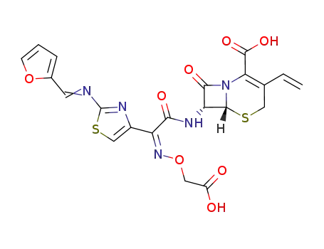 8-(2-carboxymethoxyimino-2-{2-[(furan-2-ylmethylene)amino]thiazol-4-yl}acetylamino)-7-oxo-4-vinyl-2-thia-6-azabicyclo[4.2.0]oct-4-ene-5-carboxylic acid