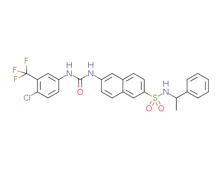 N-[(+/-)-1-phenylethyl]-{6-[3-(4-chloro-3-(trifluoromethyl)phenyl)urea]naphthalen-2-yl}sulfonamide
