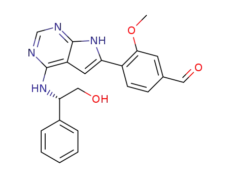 (S)-4-(4-((2-hydroxy-1-phenylethyl)amino)-7H-pyrrolo[2,3-d]pyrimidin-6-yl)-3-methoxybenzaldehyde