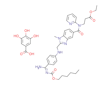 ethyl N-{[2-({[4-((E)-amino{[(hexyloxy)carbonyl]imino}methyl)phenyl]-amino}methyl)-1-methyl-1H-benzimidazol-5-yl]carbonyl}-N-pyridin-2-yl-β-alaninate gallic acid salt