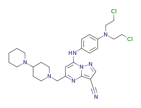 5-(4-(piperidin-1-yl)piperidin-1-yl)methyl-7-(4-(bis(2-chloroethyl)amino)phenylamino)-3-cyanopyrazolo[1,5-a]pyrimidine