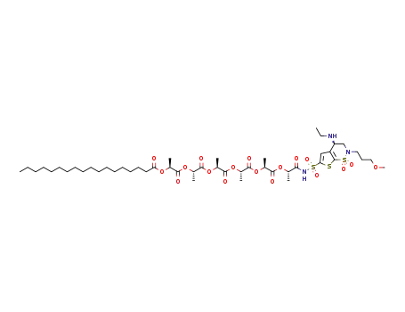 (2S)-1-{[(2S)-1-{[(2S)-1-{[(2S)-1{[(2S)-1-[(1S)-1-({[(4R)-4-(ethylamino)-2-(3-methoxypropyl)-1,1-dioxo-2H,3H,4H-1λ6-thieno[3,2-e][1,2]thiazin-6-yl]sulfonyl}carbamoyl)ethoxy]-1-oxopropan-2-yl]oxy}-1-oxopropan-2-yl]oxy}-1-oxopropan-2-yl]oxy}-1-oxopropan-2-yl]oxy}-1-oxopropan-2-yl octadecanoate