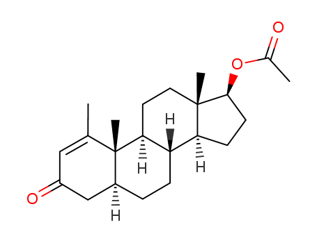 434-05-9,Methenolone acetate,5a-Androst-1-en-3-one, 17b-hydroxy-1-methyl-, acetate(6CI,8CI);1-Methyl-17b-hydroxy-5a-androst-1-en-3-oneacetate;1-Methyl-17b-hydroxy-5a-androst-1-en-3-one-17b-acetate;1-Methyl-5a-androst-1-en-17b-ol-3-one acetate;17b-Hydroxy-1-methyl-5a-androst-1-en-3-one acetate;Methenolone 17-acetate;Methenolone acetate;NSC 74226;Nibal;Primobolan;Primobolan Tablets;Primobolone;Primonabol;SH 567;SH567a;SQ 16496;