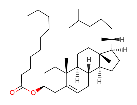 Molecular Structure of 1183-04-6 ([(3S,9S,10R,13R,14S,17R)-10,13-Dimethyl-17-[(2R)-6-methylheptan-2-yl]-2,3,4,7,8,9,11,12,14,15,16,17-dodecahydro-1H-cyclopenta[a]phenanthren-3-yl] decanoate)