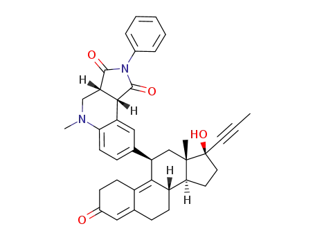(3aR*,9bS*)-8-((8S,11R,13S,14S,17S)-17-hydroxy-13-methyl-3-oxo-17-(prop-1-yn-1-yl)-2,3,6,7,8,11,12,13,14,15,16,17-dodecahydro-1H-cyclopenta[a]phenanthren-11-yl)-5-methyl-2-phenyl-3a,4,5,9b-tetrahydro-1H-pyrrolo[3,4-c]quinoline-1,3(2H)-dione