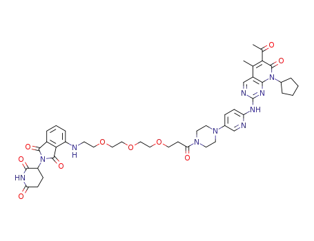 4-((2-(2-(2-(3-(4-(6-((6-acetyl-8-cyclopentyl-5-methyl-7-oxo-7,8-dihydropyrido[2,3-d]pyrimidin-2-yl)amino)pyridin-3-yl)piperazin-1-yl)-3-oxopropoxy)ethoxy)ethoxy)ethyl)amino)-2-(2,6- dioxopiperidin-3-yl)isoindoline-1,3-dione