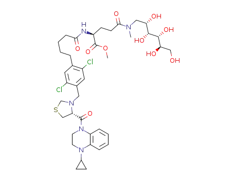 methyl (2S)-2-[5-(2,5-dichloro-4-[[(4R)-4-[(4-cyclopropyl-1,2,3,4-tetrahydroquinoxalin-1-yl)carbonyl]-1,3-thiazolidin-3-yl]methyl]phenyl)pentanamido]-4-[methyl[(2S,3R,4R,5R)-2,3,4,5,6-pentahydroxyhexyl]carbamoyl]butanoate