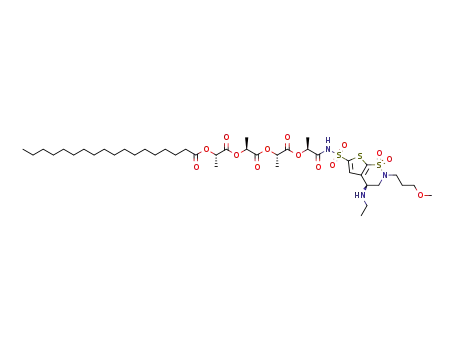 octadecanoic acid (S)-1-[(S)-1-((S)-1-{(S)-2-[4-ethylamino-2-(3-methoxypropyl)-1,1-dioxo-1,2,3,4-tetrahydro-1λ*6*-thieno[3,2-e][1,2]thiazine-6-sulfonylamino]-1-methyl-2-oxo-ethoxycarbonyl}ethoxycarbonyl)ethoxycarbonyl]ethyl ester