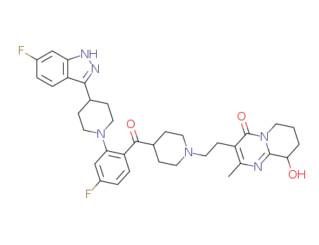 3-(2-(4-(4-fluoro-2-(4-(6-fluoro-1H-indazol-3-yl)piperidin-1-yl)benzoyl)piperidin-1-yl)ethyl)-9-hydroxy-2-methyl-6,7,8,9-tetrahydro-4H-pyrido[1,2-a]pyrimidin-4-one
