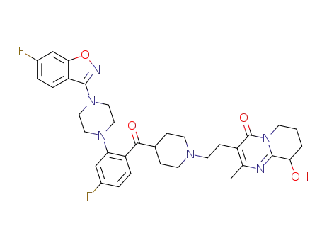 3-(2-(4-(4-fluoro-2-(4-(6-fluorobenzo[d]isooxazol-3-yl)piperazin-1-yl)benzoyl)piperidine-1-yl)ethyl)-9-hydroxy-2-methyl-6,7,8,9-tetrahydro-4H-pyrido[1,2-a]pyrimidin-4-one