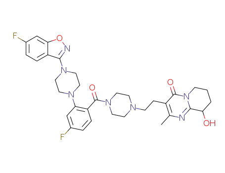 3-(2-(4-(4-fluoro-2-(4-(6-fluorobenzo[d]isooxazol-3-yl)piperazin-1-yl)benzoyl)piperazine-1-yl)ethyl)-9-hydroxy-2-methyl-6,7,8,9-tetrahydro-4H-pyrido[1,2-a]pyrimidin-4-one