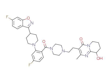 3-(2-(4-(4-fluoro-2-(4-(6-fluorobenzo[d]isooxazol-3-yl)piperidin-1-yl)benzoyl)piperazine-1-yl)ethyl)-9-hydroxy-2-methyl-6,7,8,9-tetrahydro-4H-pyrido[1,2-a]pyrimidin-4-one