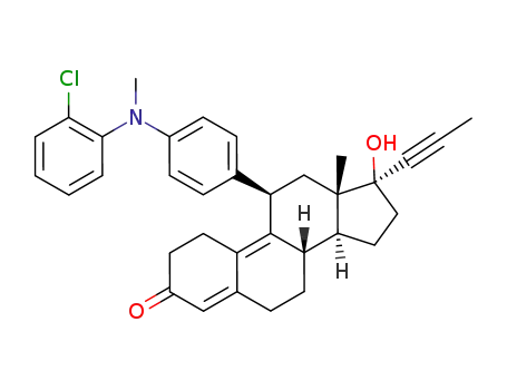 (8S,11R,13S,14S,17S)-11-(4-((2-chlorophenyl)(methyl)amino)phenyl)-17-hydroxy-13-methyl-17-(prop-1-yn-1-yl)-1,2,6,7,8,11,12,13,14,15,16,17-dodecahydro-3H-cyclopenta[a]phenanthren-3-one