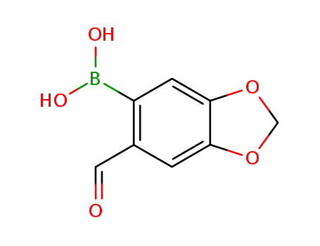 Molecular Structure of 94838-88-7 (2-FORMYL-4,5-METHYLENEDIOXYPHENYLBORONIC ACID)