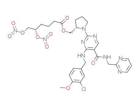 [(2S)-1-(4-{[(3-chloro-4-methoxyphenyl)methyl]amino}-5-{[(pyrimidin-2-yl)methyl]carbamoyl}pyrimidin-2-yl)pyrrolidin-2-yl]methyl (5S)-5,6-bis(nitrooxy)hexanoate
