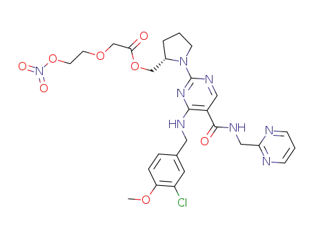 (S)-(1-(4-(3-chloro-4-methoxybenzylamino)-5-(pyrimidin-2-ylmethylcarbamoyl)pyrimidin-2-yl)pyrrolidin-2-yl)methyl 2-(2-(nitrooxy)ethoxy)acetate