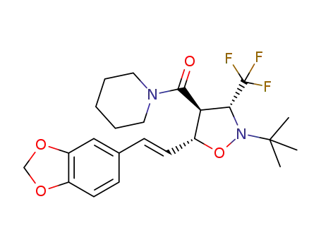 5-(((E)-2-(benzo[d][1,3]dioxol-5-yl)vinyl)-tert-butyl-3-(trifluoromethyl)isoxazolidin-4-yl)(piperidin-1-yl)methanone