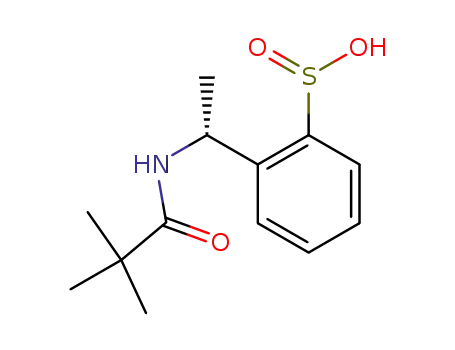 Molecular Structure of 130973-54-5 (Benzenesulfinic acid, 2-[1-[(2,2-dimethyl-1-oxopropyl)amino]ethyl]-, (R)-)