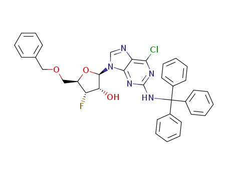 9-(5-O-benzyl-3-deoxy-3-fluoro-β-D-ribofuranosyl)-6-chloro-2-(tritylamino)purine
