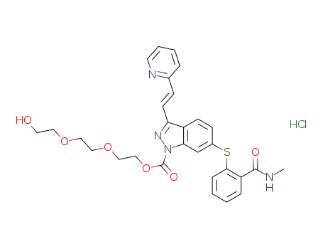 N-methyl-2-((1-(2-(2-(2-hydroxyethoxy)ethoxy)ethoxycarbonyl)-3-((1E)-2-(2-pyridinyl)ethenyl)-1H-indazol-6-yl)thio)benzamide hydrochloride