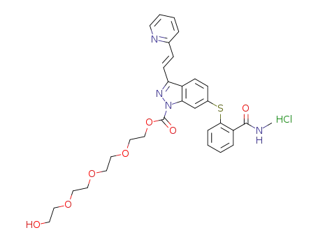 N-methyl-2-((1-(13-hydroxy-1-oxo-2,5,8,11-tetraoxatridec-1-yl)-3-((1E)-2-(2-pyridinyl)ethenyl)-1H-indazol-6-yl)thio)benzamide hydrochloride