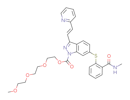 N-methyl-2-((3-((E)-2-(2-pyridyl)vinyl)-1-((3,6,9-trioxadecane-1-yl)oxycarbonyl)-1H-indazol-6-yl)thio)benzamide