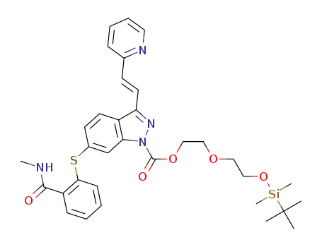 N-methyl-2-((1-(2-(2-(tert-butyldimethylsilyloxy)ethoxy)ethoxycarbonyl)-3-((1E)-2-(2-pyridinyl)ethenyl)-1H-indazol-6-yl)thio)benzamide
