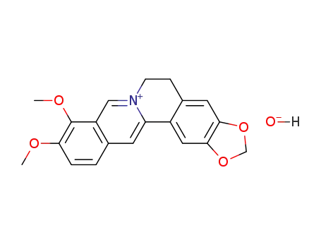 Molecular Structure of 117-74-8 (Benzog-1,3-benzodioxolo5,6-aquinolizinium, 5,6-dihydro-9,10-dimethoxy-, hydroxide)