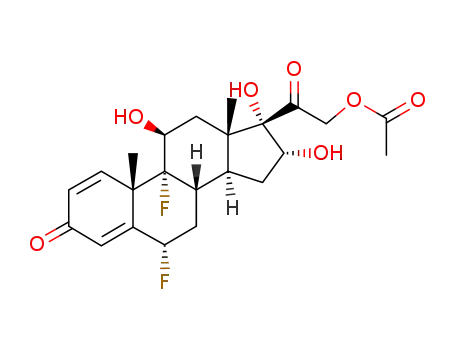 Molecular Structure of 4306-83-6 (6,9-Difluoro-11,16,17,21-tetrahydroxypregna-1,4-diene-3,20-dione 21-acetate)