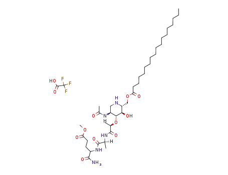 N-<2-O-<2-acetamido-1,2,3,5-tetradeoxy-1,5-imino-6-O-octadecanoyl-D-glucitol-3-yl>-D-lactoyl>-L-alanyl-D-isoglutamine methyl ester trifluoroacetate salt