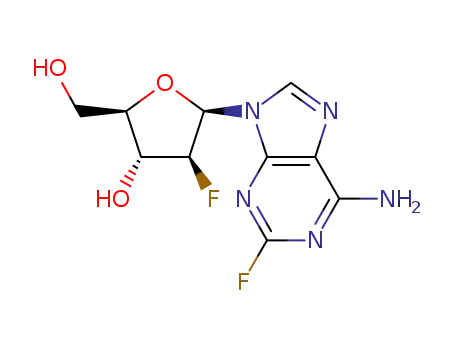 Molecular Structure of 134217-15-5 (9H-Purin-6-amine, 9-(2-deoxy-2-fluoro-β-D-arabinofuranosyl)-2-fluoro-)