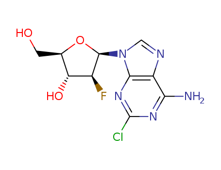 123318-82-1,Clofarabine,C1-F-Ara-A;9H-Purin-6-amine, 2-chloro-9-(2-deoxy-2-fluoro-beta-D-arabinofuranosyl)-;2-Chloro-9-(2-deoxy-2-fluoro-beta-D-arabinofuranosyl)adenine;Clofarabine, 5-(6-Amino-2-chloro-purin-9-yl)-4-fluoro-2-(hydroxymethyl)oxolan-3-ol;5-(6-Amino-2-chloro-purin-9-yl)-4-fluoro-2-(hydroxymethyl)oxolan-3-ol;Clofarex;Clolar;2-Chloro-9-(2-deoxy-2-fluoro-b-D-arabinofuranosyl)-9H-purin-6-amine;(2R,3R,4S,5R)-5-(6-amino-2-chloro-purin-9-yl)-4-fluoro-2-(hydroxymethyl)oxolan-3-ol;CAFDA;9H-Purin-6-amine, 2-chloro-9-(2-deoxy-2-fluoro-β-D-arabinofuranosyl)-;Clofarabine(Clofarabine or called Keluola foreshore);2-Chloro-6-amino-purine-2'-fluoro-2'- deoxy arabineoside;