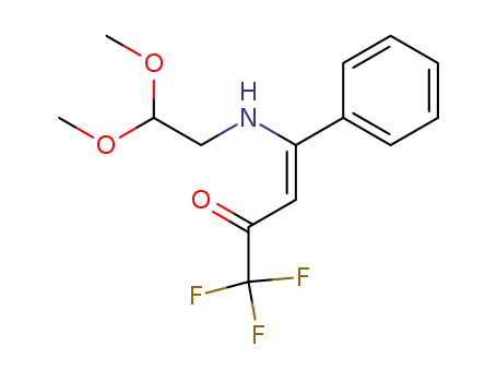 Molecular Structure of 144219-78-3 (3-Buten-2-one, 4-[(2,2-dimethoxyethyl)amino]-1,1,1-trifluoro-4-phenyl-,
(Z)-)