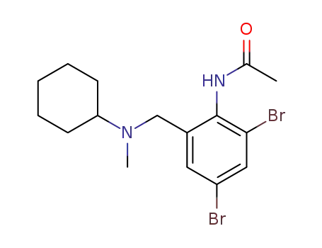 Molecular Structure of 114390-43-1 (Acetamide, N-[2,4-dibromo-6-[(cyclohexylmethylamino)methyl]phenyl]-)