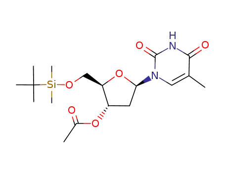 Molecular Structure of 56070-42-9 (Thymidine, 5'-O-[(1,1-dimethylethyl)dimethylsilyl]-, 3'-acetate)
