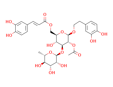 Molecular Structure of 112516-04-8 (b-D-Glucopyranoside,2-(3,4-dihydroxyphenyl)ethyl 3-O-(6-deoxy-a-L-mannopyranosyl)-, 2-acetate6-[(2E)-3-(3,4-dihydroxyphenyl)-2-propenoate])
