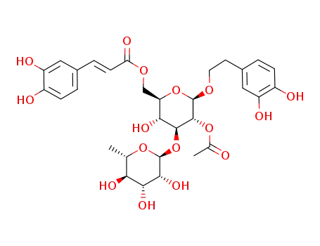 Molecular Structure of 112516-04-8 (b-D-Glucopyranoside,2-(3,4-dihydroxyphenyl)ethyl 3-O-(6-deoxy-a-L-mannopyranosyl)-, 2-acetate6-[(2E)-3-(3,4-dihydroxyphenyl)-2-propenoate])
