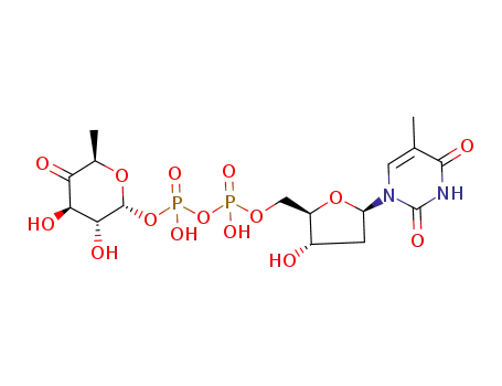 Thymidine 5'-(trihydrogen diphosphate) P'-(6-deoxy-alpha-D-xylo-hexopyranos-4-ulos-1-yl) ester