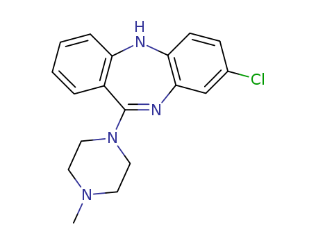 5786-21-0,Clozapine,Clorazil;Fazaclo;Iprox;Clozapina [INN-Spanish];8-Chloro-11-(4-methyl-1-piperazinyl)-5H-dibenzo(b,e)(1,4)diazepine;5H-Dibenzo(b,e)(1,4)diazepine, 8-chloro-11-(4-methyl-1-piperazinyl)-;Leponex;Asaleptin;Clozaril (TN);Clozapine [USAN:BAN:INN];8-chloro-11（4-methy-1-piperaziong）-5-H-dibenzo[b,e][1.4]diazepine;