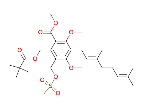 3-((E)-3,7-Dimethyl-octa-2,6-dienyl)-6-(2,2-dimethyl-propionyloxymethyl)-5-methanesulfonyloxymethyl-2,4-dimethoxy-benzoic acid methyl ester