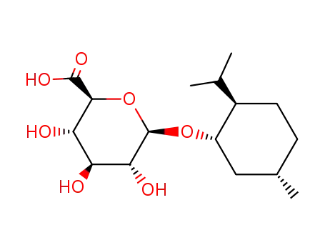 Molecular Structure of 114127-73-0 ([1S-(1α,2β,5α)]-5-Methyl-2-(1-Methylethyl)cyclohexyl β-D-Glucopyranosiduronic Acid)
