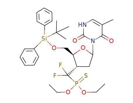 {[2-(tert-butyl-diphenyl-silanyloxymethyl)-5-(5-methyl-2,6-dioxo-3,6-dihydro-2H-pyrimidin-1-yl)-tetrahydro-furan-3-yl]-difluoro-methyl}-phosphonothioic acid O,O-diethyl ester