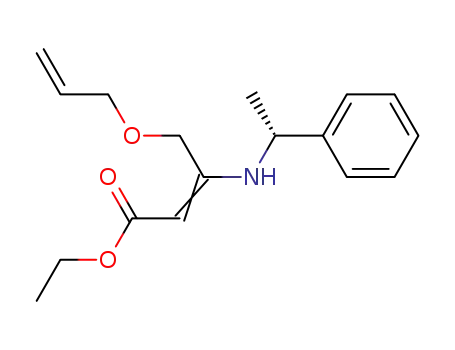 Molecular Structure of 565170-41-4 (2-Butenoic acid, 3-[[(1R)-1-phenylethyl]amino]-4-(2-propenyloxy)-, ethyl
ester)
