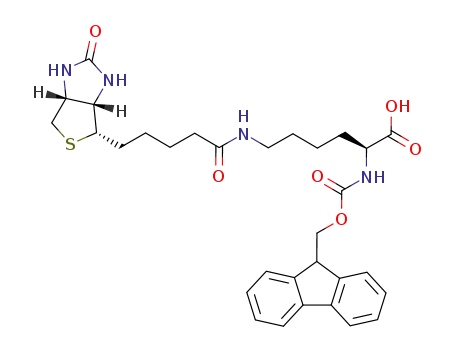 Molecular Structure of 146987-10-2 (FMOC-LYS(BIOTIN)-OH)