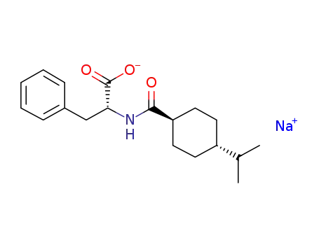 Molecular Structure of 594837-85-1 (D-Phenylalanine, N-[[trans-4-(1-methylethyl)cyclohexyl]carbonyl]-,
monosodium salt)