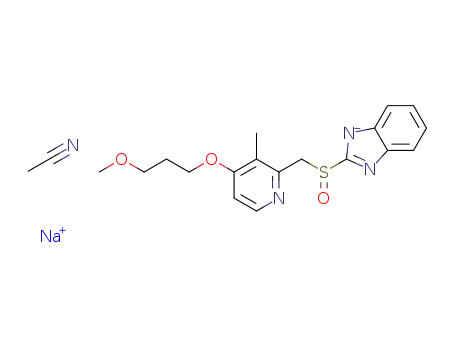 2-[[4-(3-methoxypropoxy)-3-methylpyridine-2-yl]methylsulfinyl]-1H-benzimidazole sodium salt; acetonitrile complex