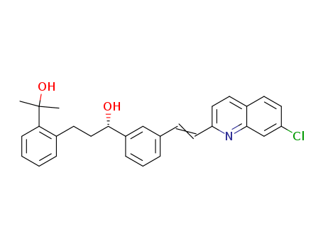 142569-70-8,2-(2-(3-(2-(7-Chloro-2-quinolinyl)-ethenylphenyl)-3-hydroxypropyl)phenyl)-2-propanol,Benzenepropanol,a-[3-[2-(7-chloro-2-quinolinyl)ethenyl]phenyl]-2-(1-hydroxy-1-methylethyl)-,(S)-;2-(2-(3-(2-(7-Chloro-2-quinolinyl)-ethenylphenyl)-3-hydroxypropyl)phenyl)-2-propanol;