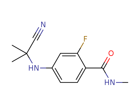 915087-32-0,4-(2-CYANOPROPAN-2-YLAMINO)-2-FLUORO-N-METHYLBENZAMIDE,4-(2-CYANOPROPAN-2-YLAMINO)-2-FLUORO-N-METHYLBENZAMIDE;BenzaMide, 4-[(1-cyano-1-Methylethyl)aMino]-2-fluoro-N-Methyl-;4.	4-((2-cyanopropan-2-yl)aMino)-2-fluoro-N-MethylbenzaMide;4-[(1-Cyano-1-Methylethyl)aMino]-2-fluoro-N-MethylbenzaMide